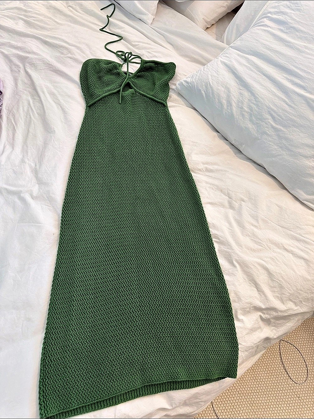 Reformation Parry Cotton Knit Halter Dress Green Size Small 100% cotton